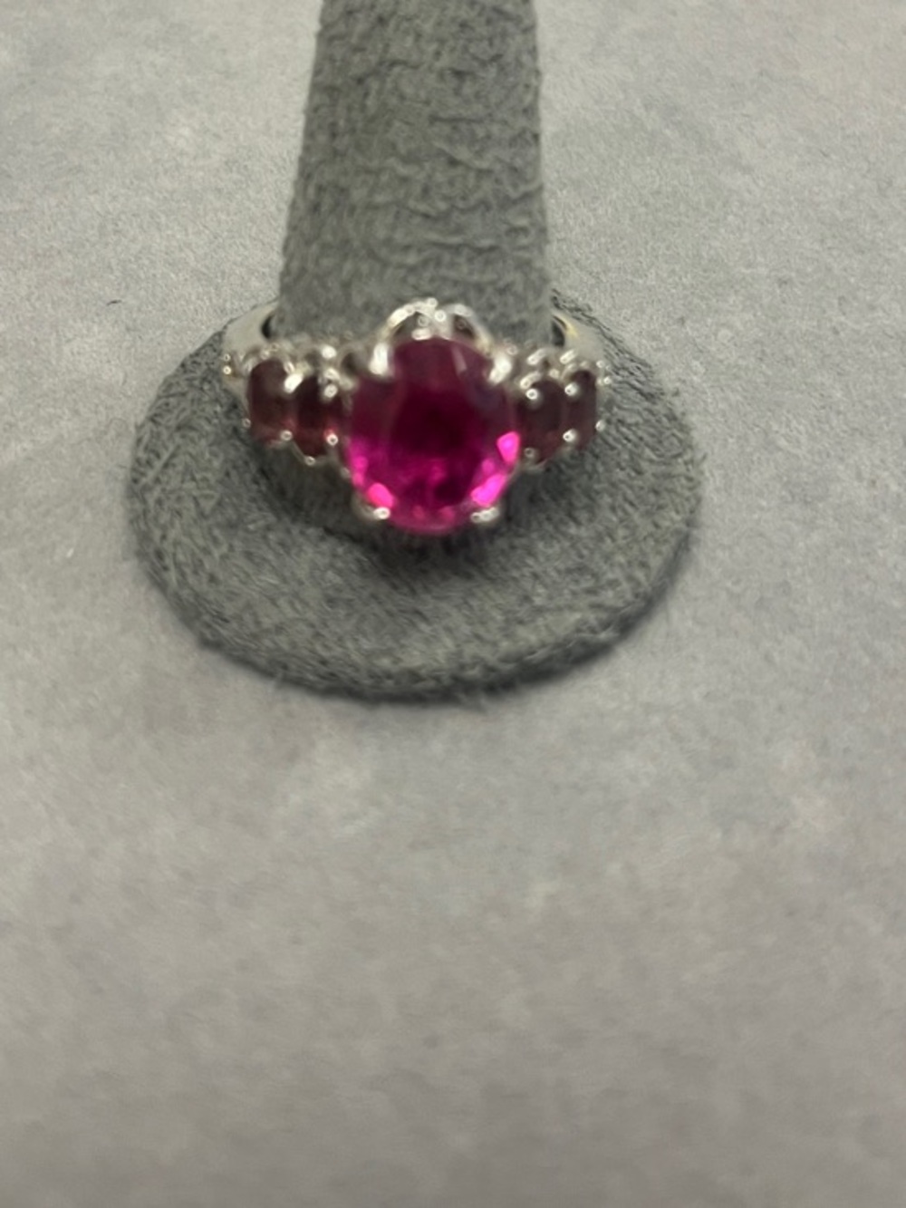 925 Sterling Silver Pink CZ and Lab Turmaline Ring